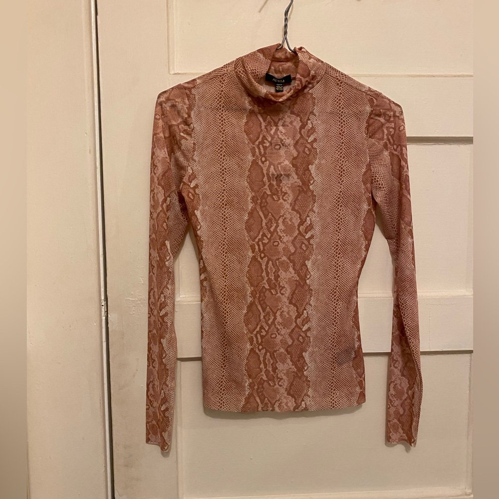 Snakeskin print mesh top